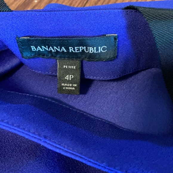 BANANA REPUBLIC TANK DRESS. Petite 4. Tiered hemline, square neck, purple w/blk - Picture 12 of 14